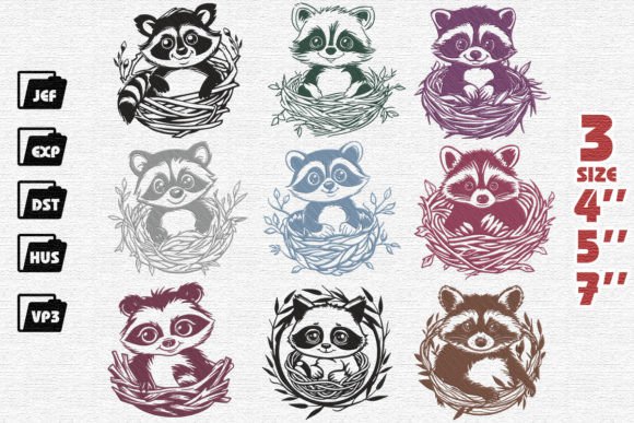 Review: Set of 9 Cute Raccoon Embroidery for Business