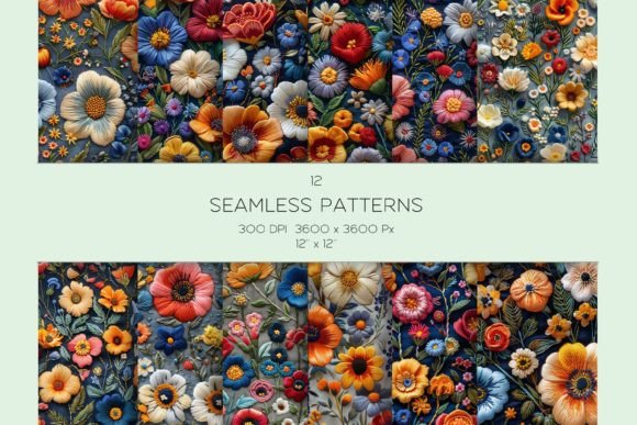Reviewing Embroidery Floral Seamless Pattern Set